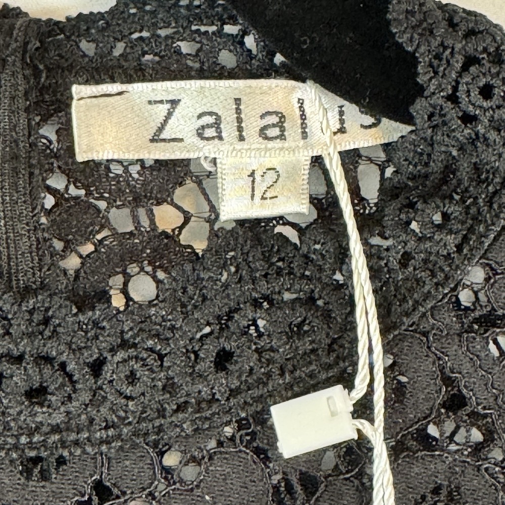 Elegant High Neck Short Sleeve Lace BLACK Dress Sz 12 Holiday Whimsigoth NWT - Picture 6 of 12